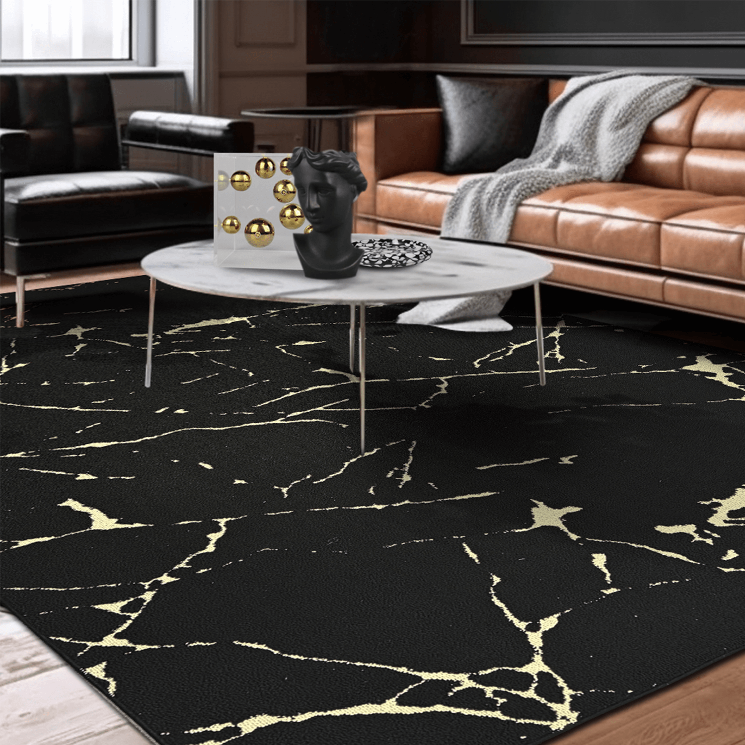 Black Gold Area Rug