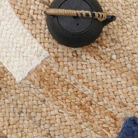 Round area jute rug