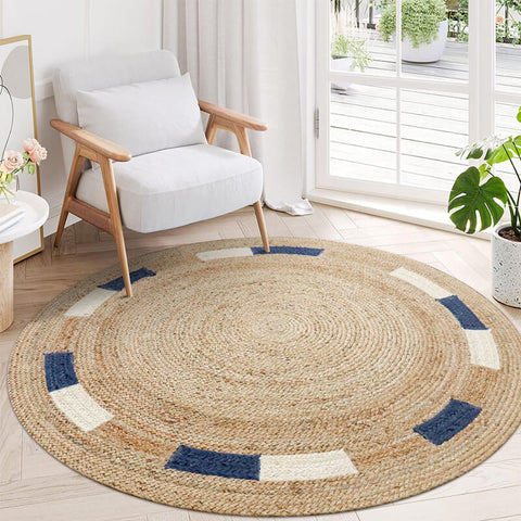 Round area jute rug