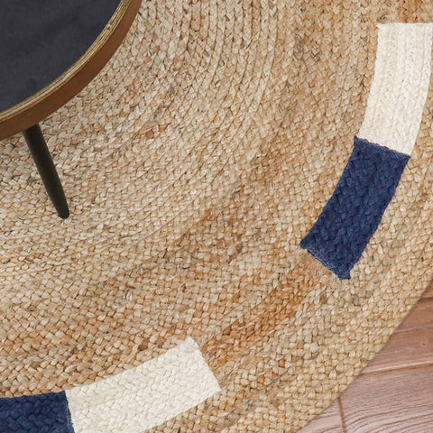 Round area jute rug