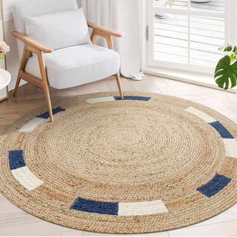 Round area jute rug