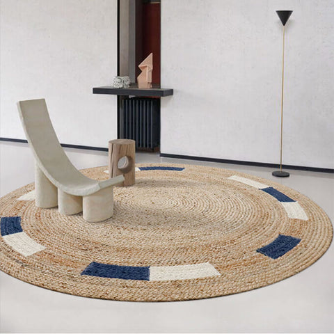 Round area jute rug