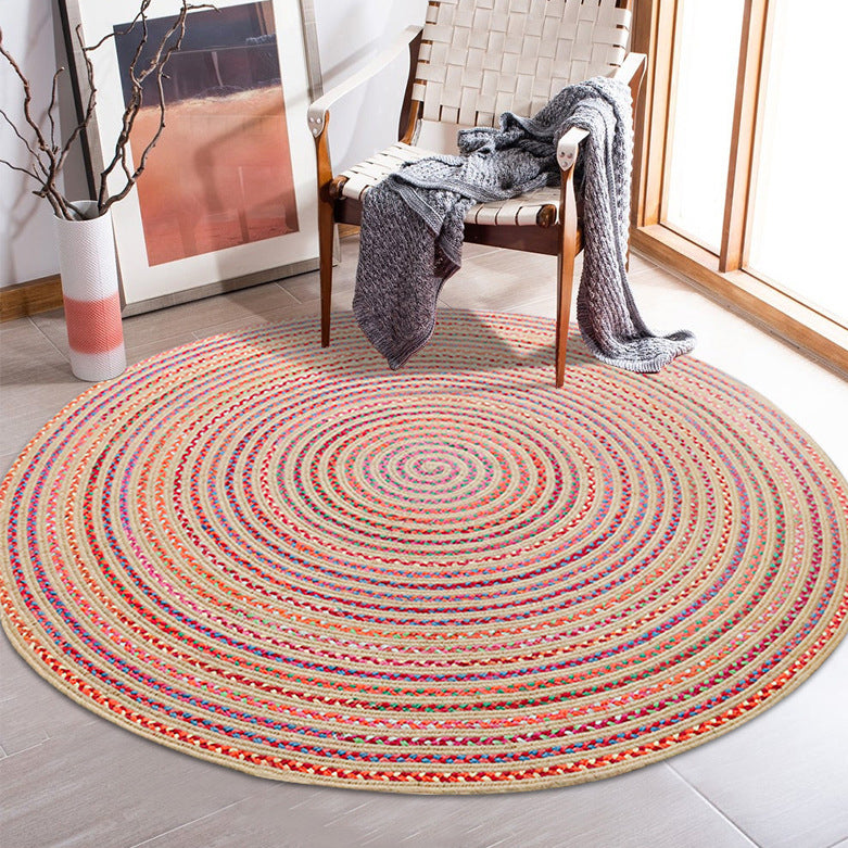 Multi Colour Braided Jute Round Area Rugs