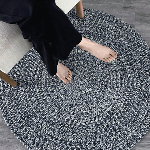 Round Pure Colour Braided Rug