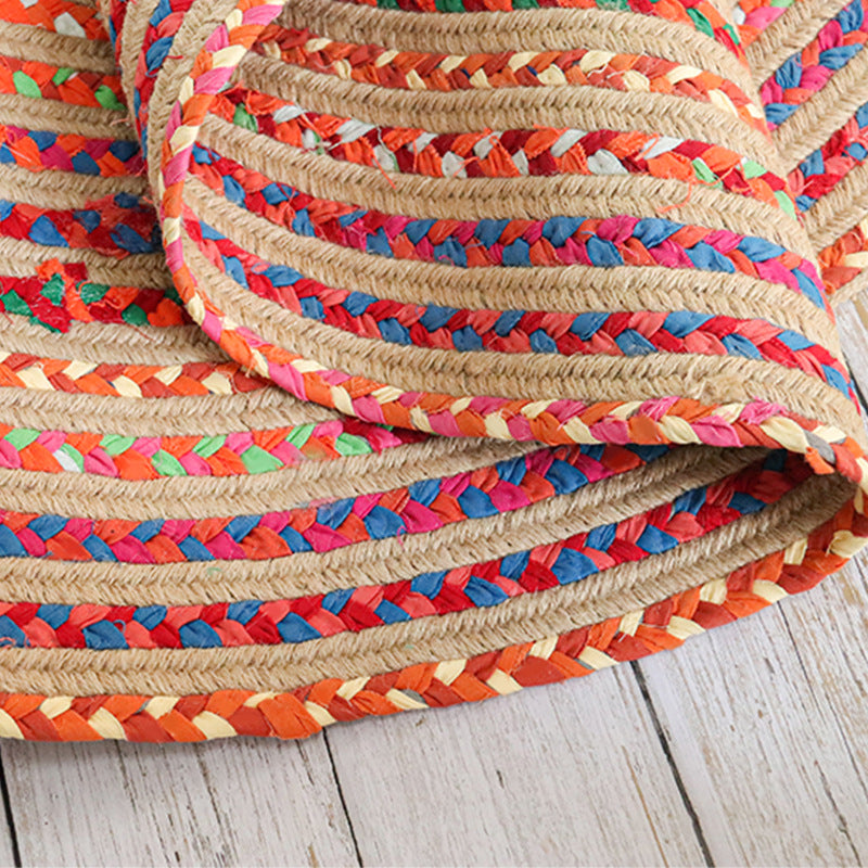 Multi Colour Braided Jute Round Area Rugs