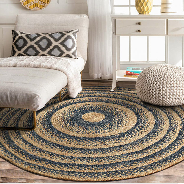 Tapis rond en jute tissé à la main