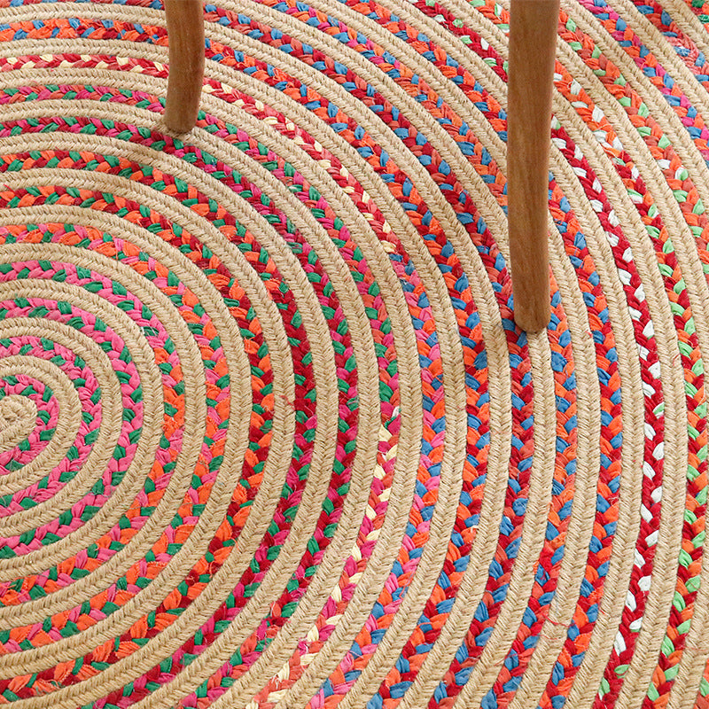 Multi Colour Braided Jute Round Area Rugs