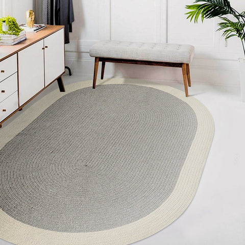 Wool Grey Braided  Area Rug