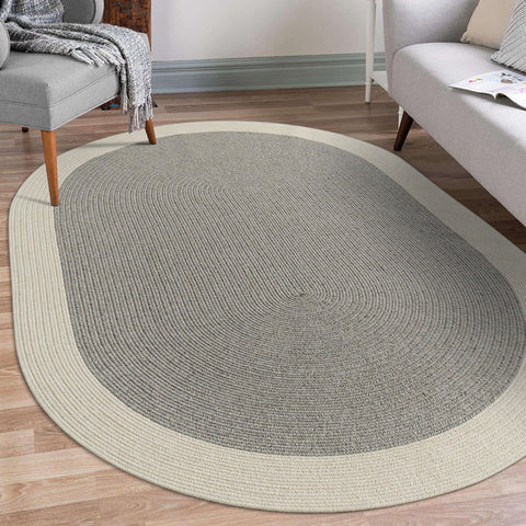 Wool Grey Braided  Area Rug