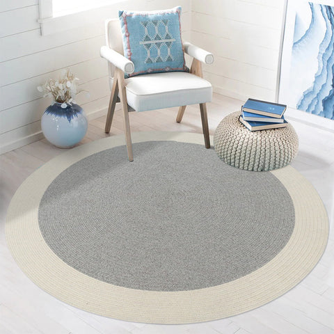 Wool Grey Braided  Area Rug